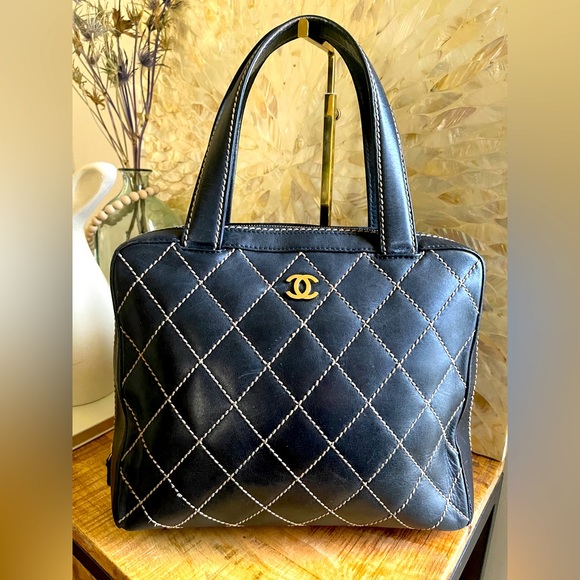 CHANEL Handbags - CHANEL Wild Stitch Calfskin Leather Handbag Purse